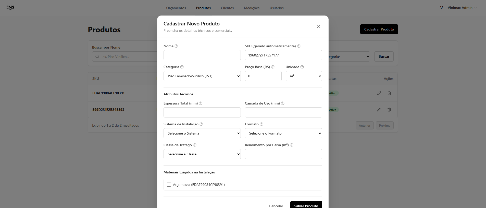 Ficha Técnica do Produto