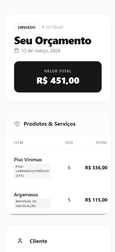 Tela do cliente celular